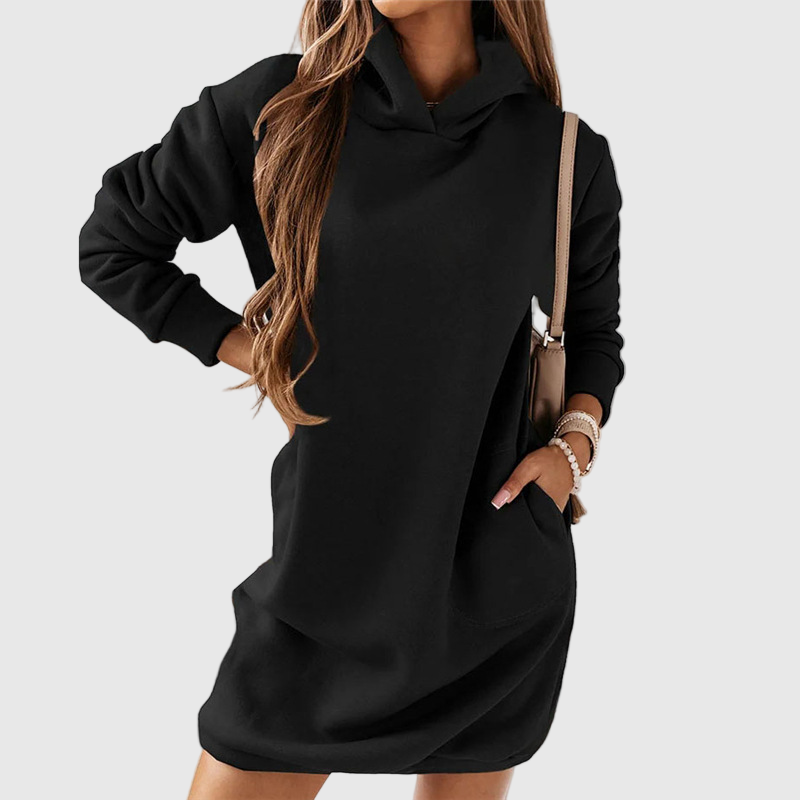 Damen Hoodie Kleid in Schwarz | Lässig