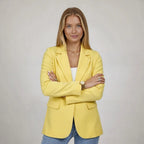 Damenblazer im klassischen Schnitt mit weitem Reverskragen und Einknopf