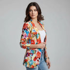 Damen Langblazer mit Blumenmuster