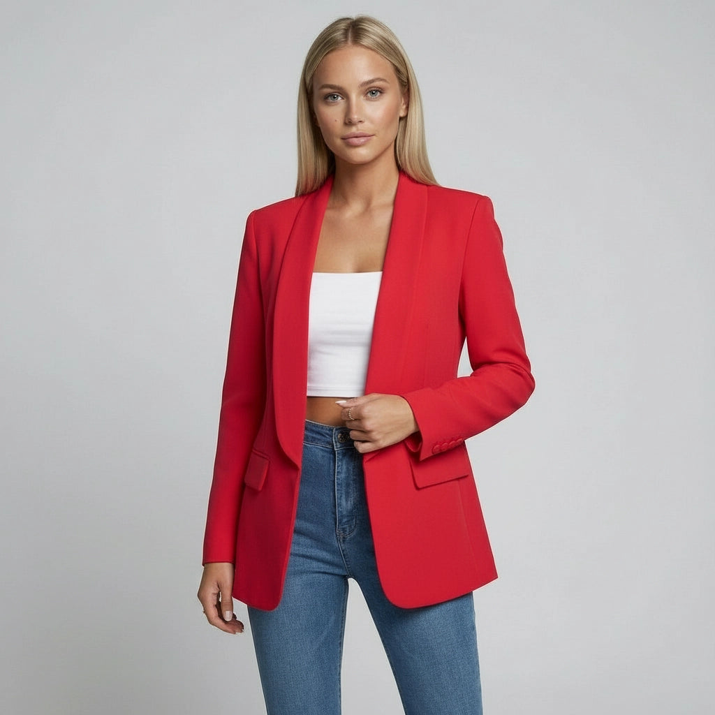 Taillierter Damen Blazer mit fließendem Schalkragen im klassischen Schnitt