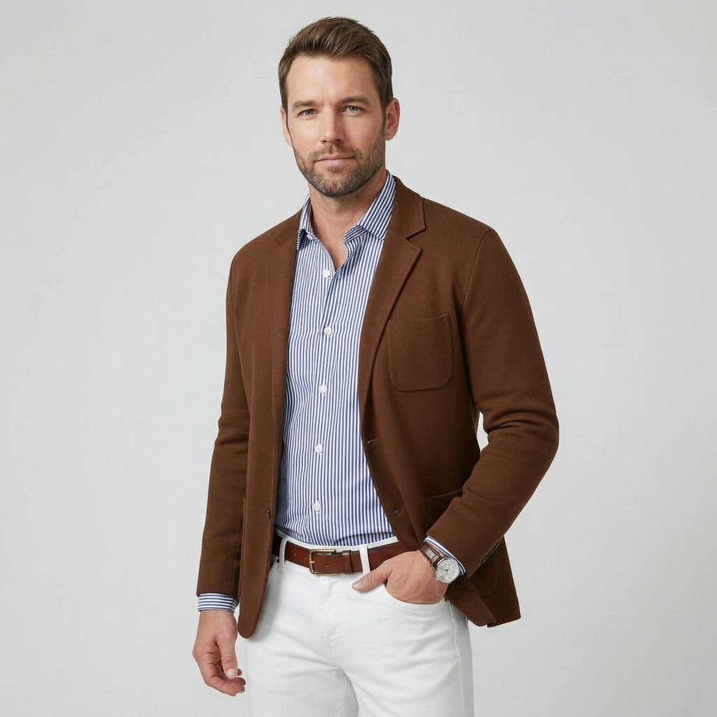 Jersey Sakko für Herren im Casual Stil mit aufgesetzten Taschen