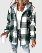 Kariertes Damen-Flanellhemd mit Kapuze | Warm