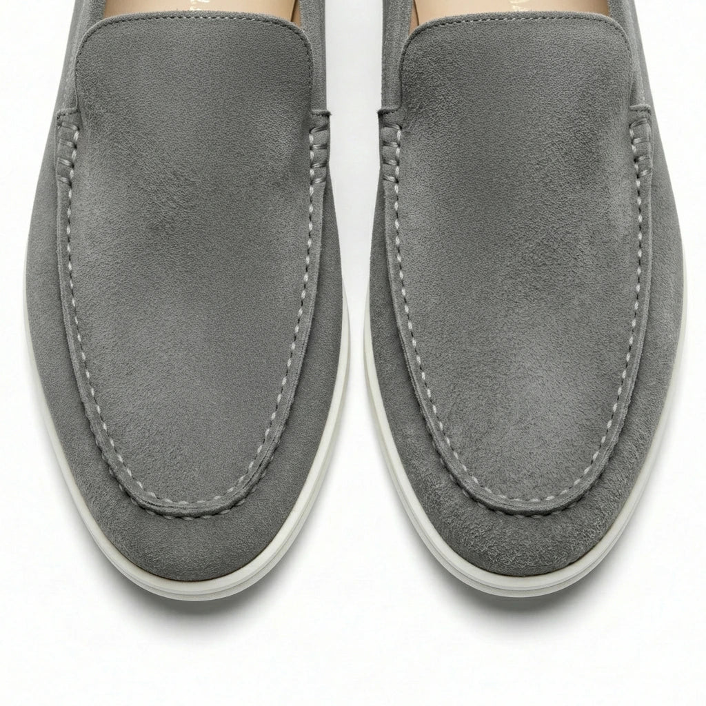 Loafer Schuhe für Herren in Velours-Optik mit Mokassin-Naht und Gummisohle