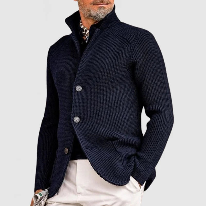 Klassische Herren Strickjacke mit Rippdesign und Knöpfen 0