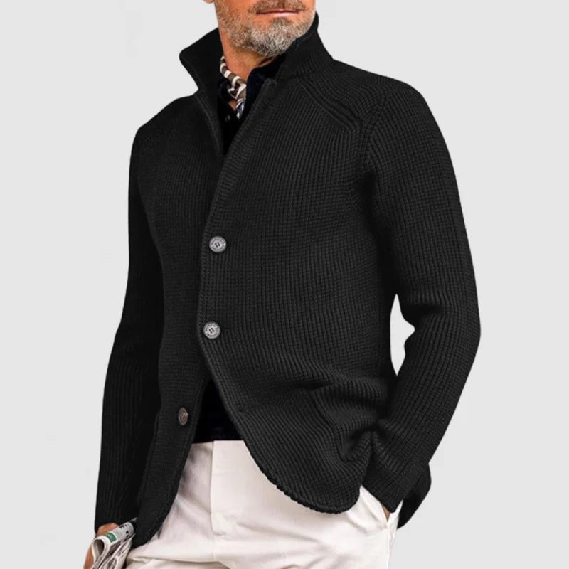Klassische Herren Strickjacke mit Rippdesign und Knöpfen 1