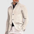 Klassische Herren Strickjacke mit Rippdesign und Knöpfen 2