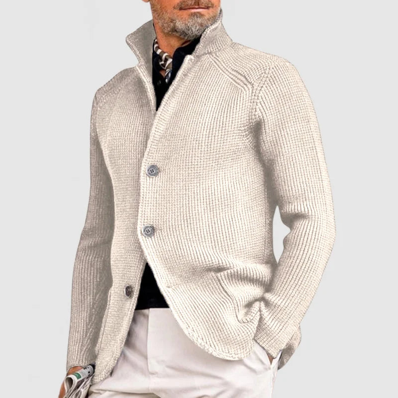 Klassische Herren Strickjacke mit Rippdesign und Knöpfen 2