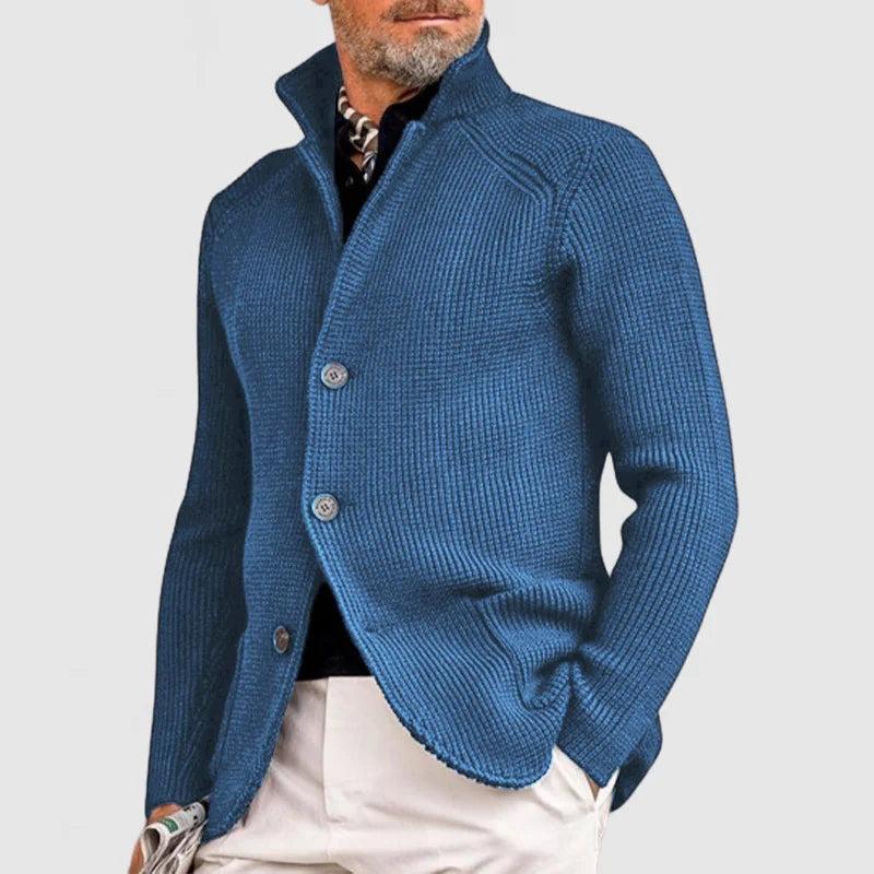 Klassische Herren Strickjacke mit Rippdesign und Knöpfen 3