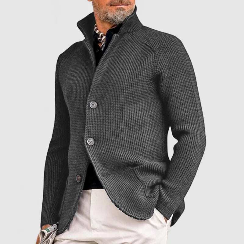 Klassische Herren Strickjacke mit Rippdesign und Knöpfen 4