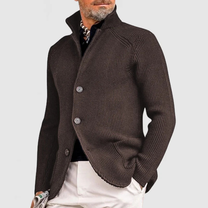 Klassische Herren Strickjacke mit Rippdesign und Knöpfen 5