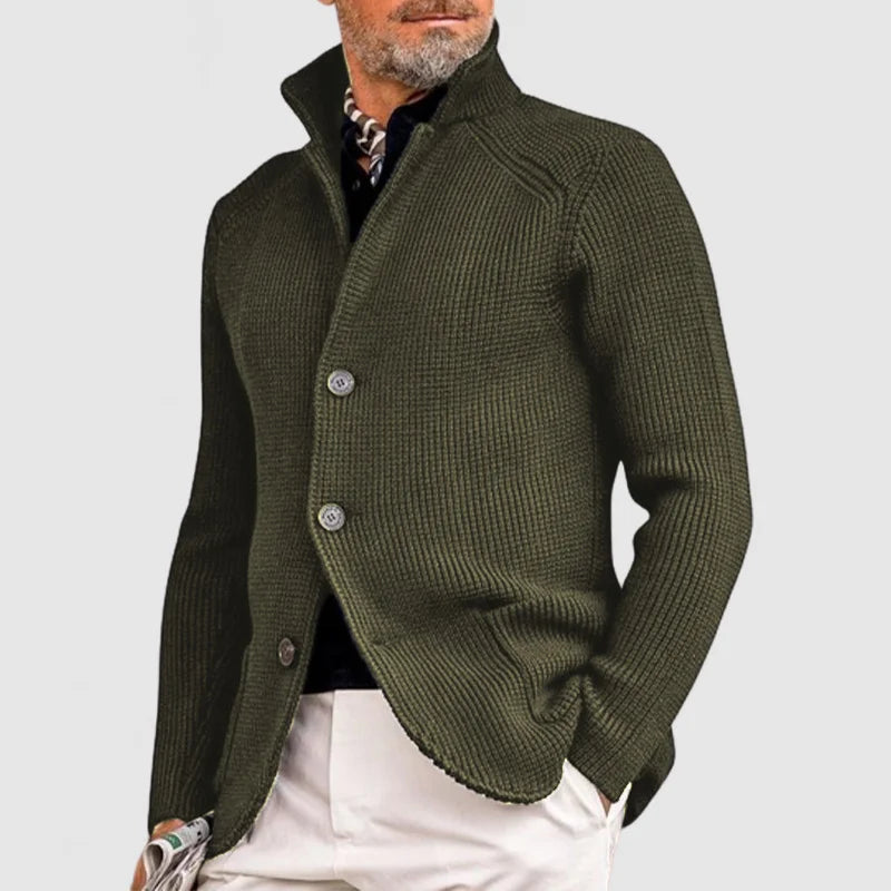 Klassische Herren Strickjacke mit Rippdesign und Knöpfen 6