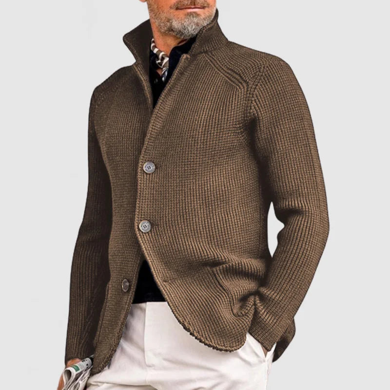 Klassische Herren Strickjacke mit Rippdesign und Knöpfen 7