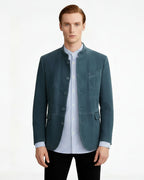 Herren Jacke in Lederoptik mit Stehkragen und Knopfleiste