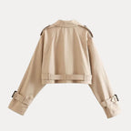 Klassischer kurzer Trenchcoat für Damen mit zweireihigem Design