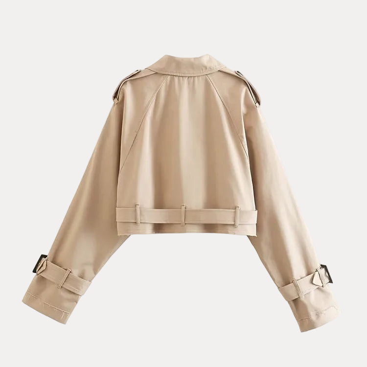 Klassischer kurzer Trenchcoat für Damen mit zweireihigem Design