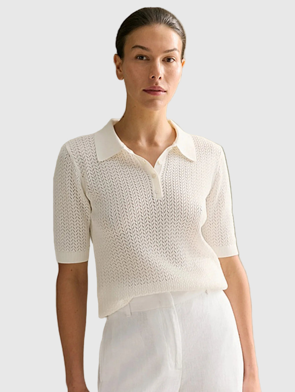 Kurzarm Strick-T-Shirt für Damen | Lässiger Schnitt mit Kragen 7