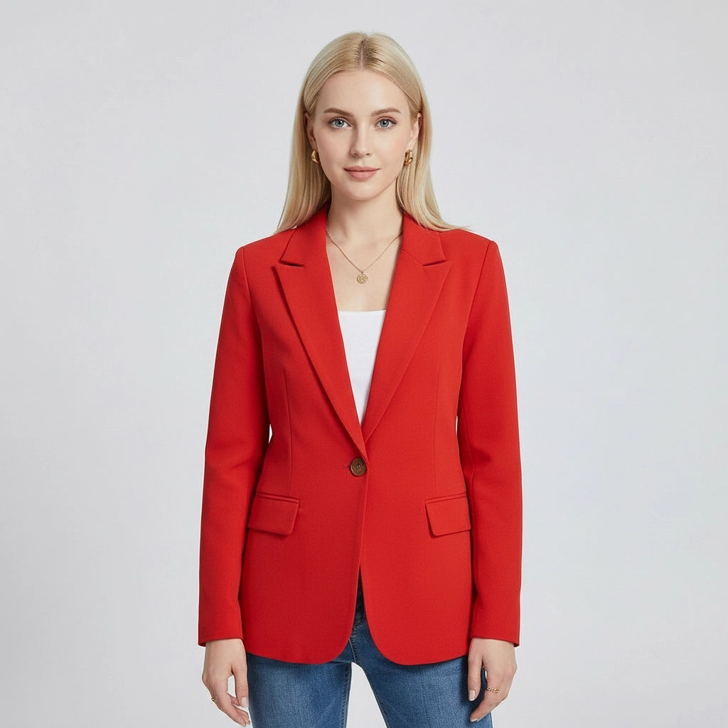 Moderner Blazer für Damen mit Ein-Knopf-Verschluss im geraden Schnitt