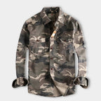 Shirtjacke für Herren im Camouflage-Design mit Knopfverschluss und Brusttaschen