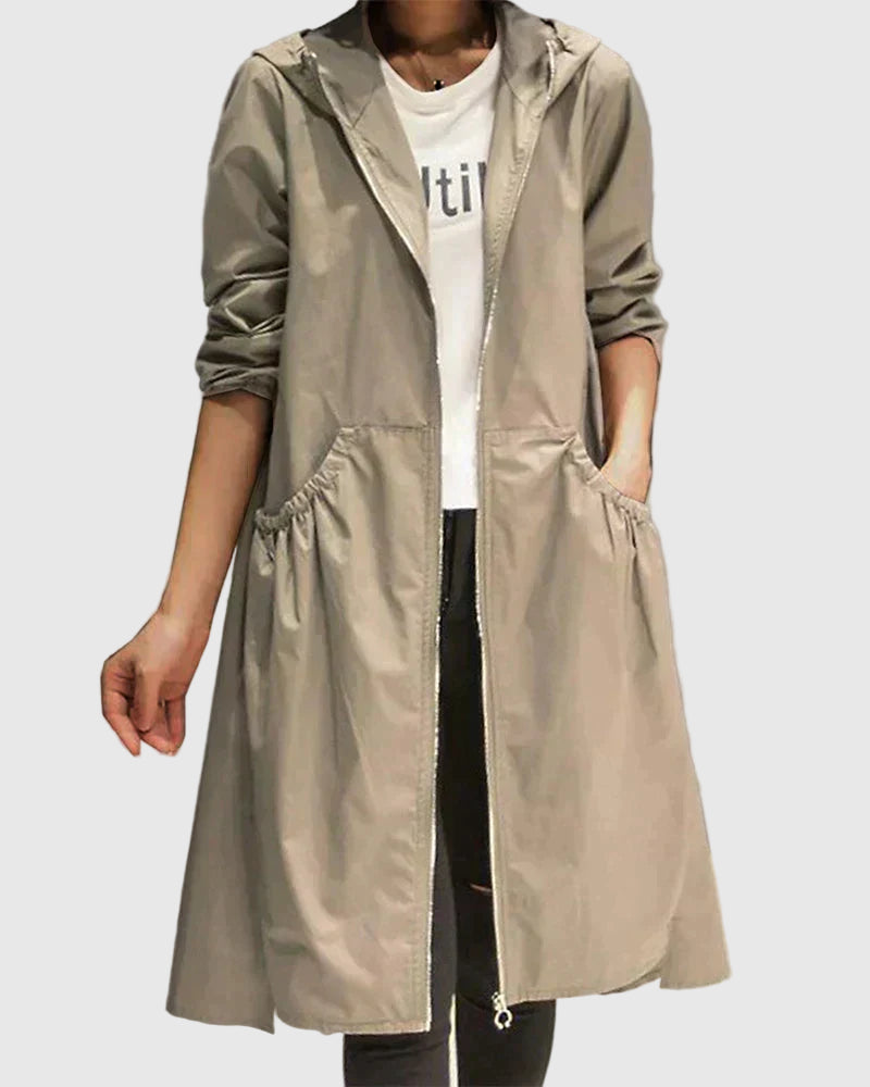 Regenmantel im Kleid-Stil durch ausgestellten Fall