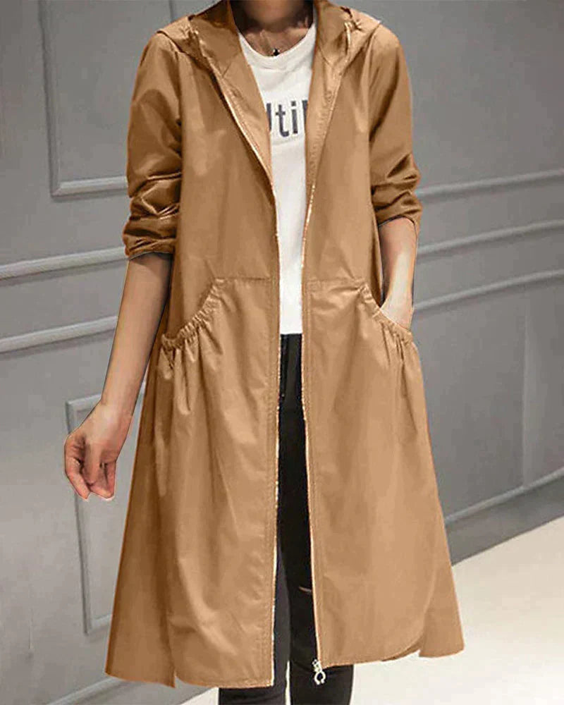 Lange Damen Regenjacke, Wasserdicht und Atmungsaktiv 2
