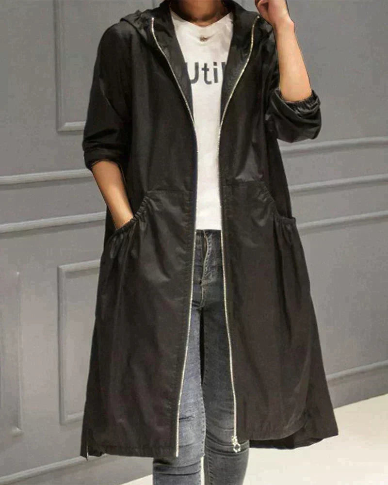 Lange Damen Regenjacke, Wasserdicht und Atmungsaktiv 3