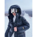 Lange Schwarze Winterjacke für Damen | Warm 3
