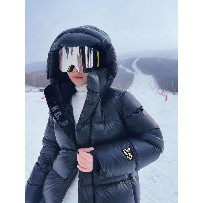 Lange Schwarze Winterjacke für Damen | Warm 3