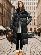 Lange Schwarze Winterjacke für Damen | Warm 2
