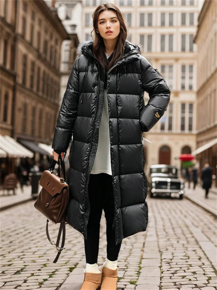 Lange Schwarze Winterjacke für Damen | Warm 2