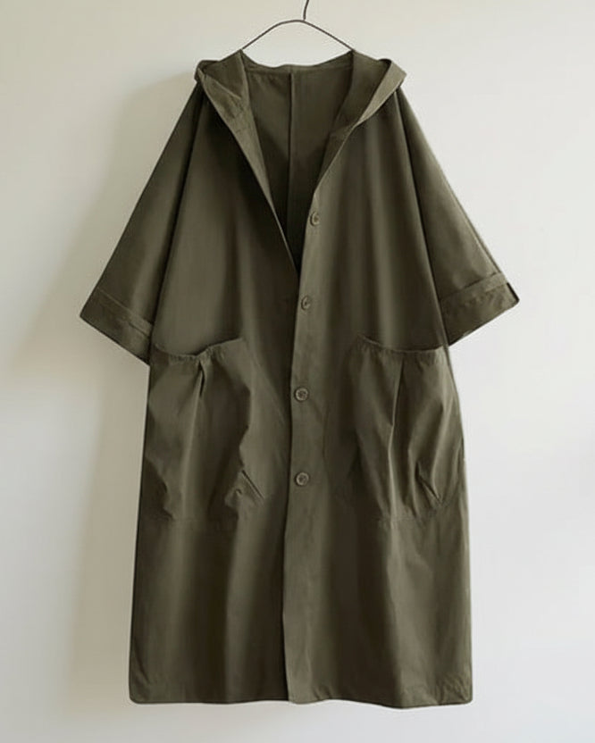 Langer Trenchcoat für Damen mit geradem Schnitt und großen Seitentaschen