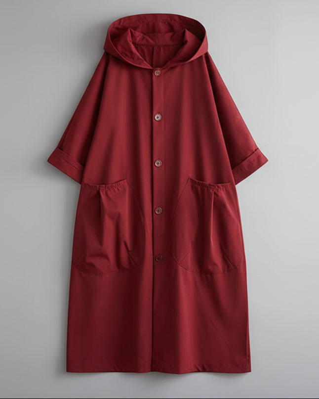 Langer Trenchcoat für Damen mit geradem Schnitt und großen Seitentaschen