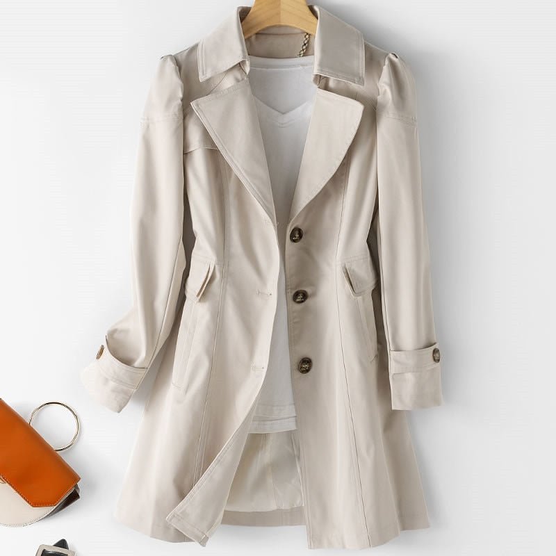 Kurzer Trenchcoat für Damen mit Reverskragen | klassisches Design 1