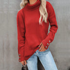 Lässiger Rollkragenpullover für Damen mit Knopfmanschetten 2