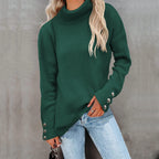 Lässiger Rollkragenpullover für Damen mit Knopfmanschetten 3