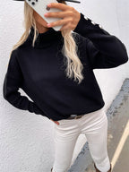 Lässiger Rollkragenpullover für Damen mit Knopfmanschetten 5