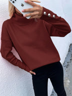 Lässiger Rollkragenpullover für Damen mit Knopfmanschetten 6