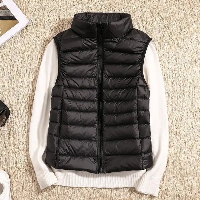 Leichte Ärmelose Daunenweste für Damen, Slim-Fit 0