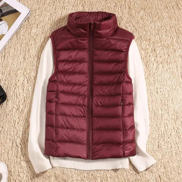 Leichte Ärmelose Daunenweste für Damen, Slim-Fit 11