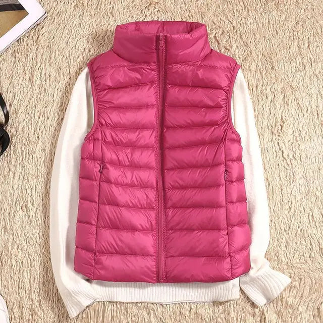 Leichte Ärmelose Daunenweste für Damen, Slim-Fit 9