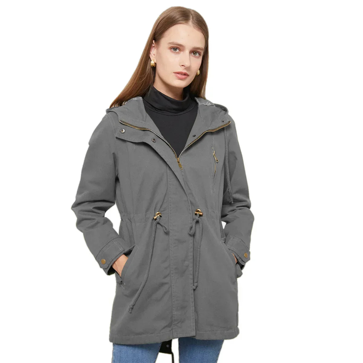 Leichte Kapuzenjacke für Damen | Verstellbare Taille für femininen Look 3