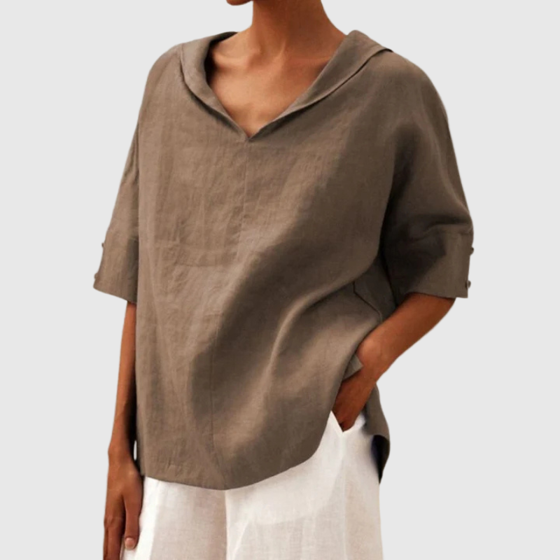 Schlupfbluse mit V-Ausschnitt für Damen | Halbarm