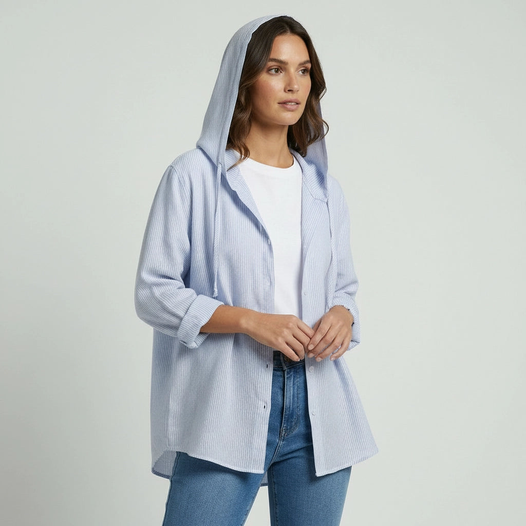 Hemd für Damen mit Langen Ärmeln und Kapuze