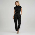Tailliertes Damen Set aus ärmellosem Top und Hose mit hoher Taille im Jumpsuit Look