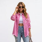 Jeansjacke für Damen im Oversized-Schnitt mit Rissen