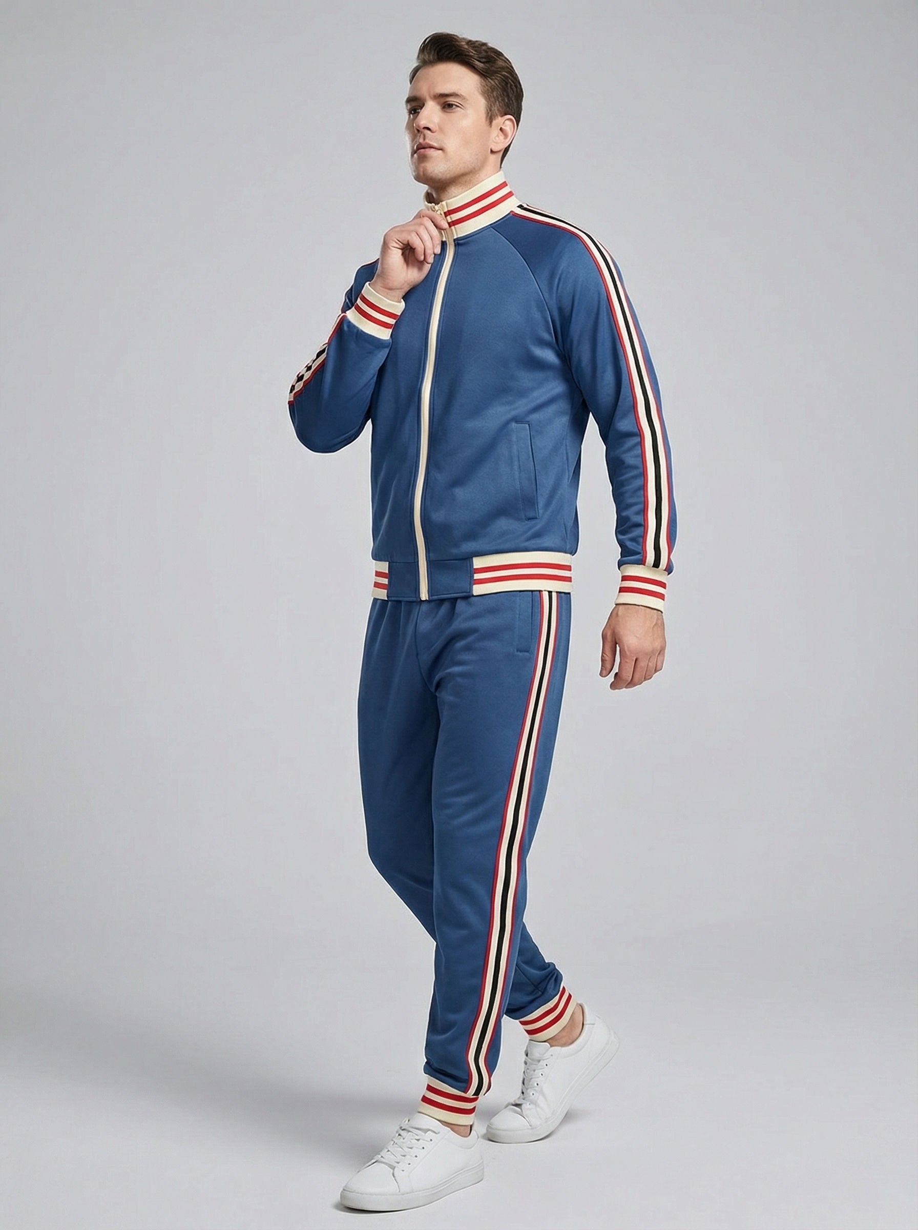 Trainingsanzug für Herren mit Reißverschluss und Bündchen an Ärmeln und Beinabschlüssen