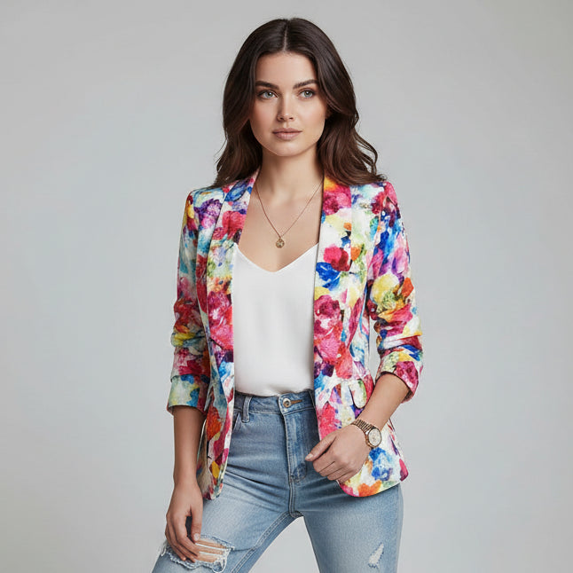 Damen Langblazer mit Blumenmuster