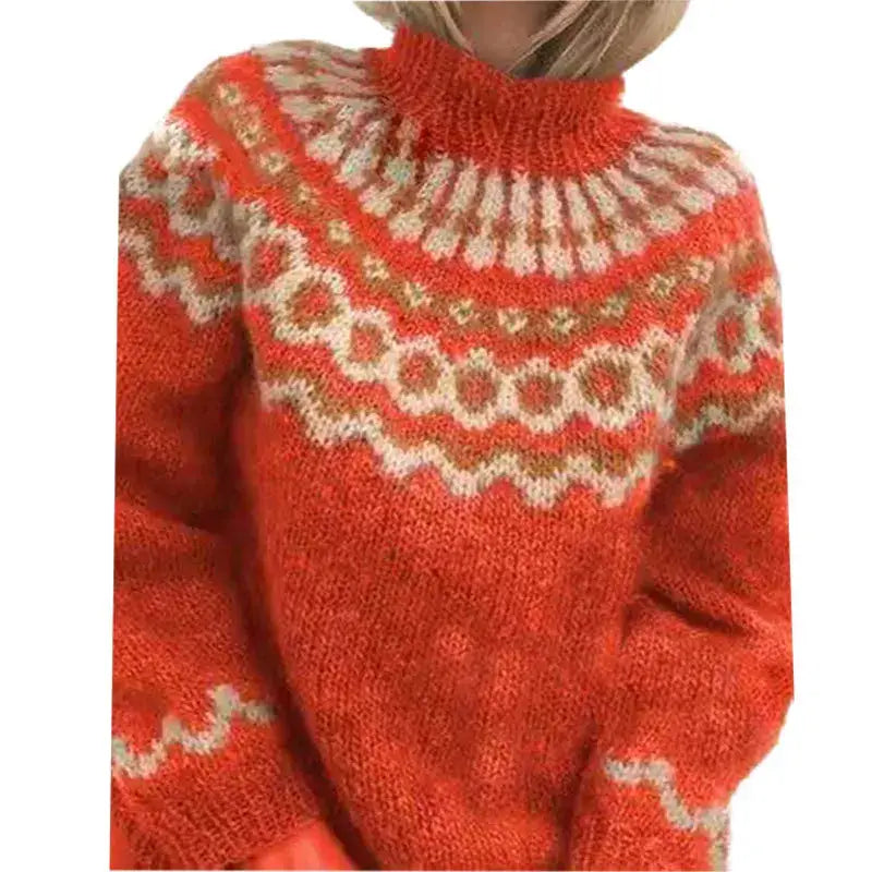 Norweger-Strickpullover für Damen mit Stehkragen | Kuschelig