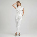 Tailliertes Damen Set aus ärmellosem Top und Hose mit hoher Taille im Jumpsuit Look