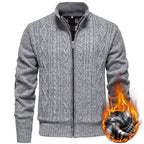 Strickjacke für Herren aus Grobstrick mit Zopfmuster im Rautenmuster