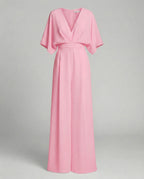 Eleganter Jumpsuit mit kurzen Ärmeln und V-Ausschnitt